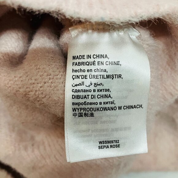 Bebe Womens Sepia Rose Pink Fuzzy Cropped Sweater Size L - Picture 6 of 6